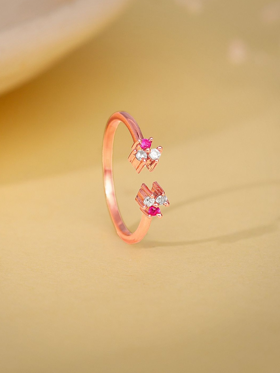 

GIVA 925 Sterling Silver Rose Gold-Plated Zirconia Spark In You Adjustable Finger Ring
