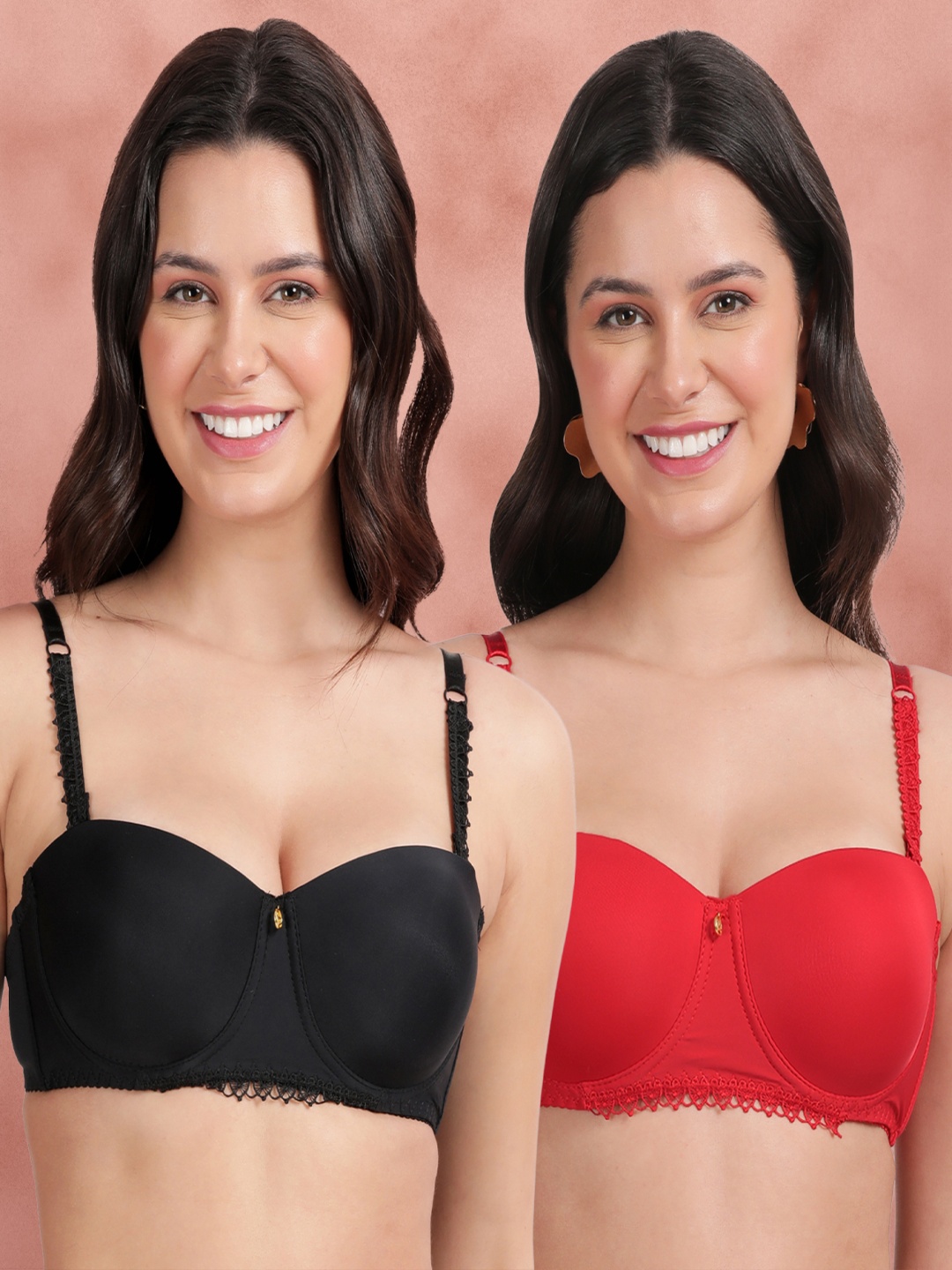 

Susie Medium Coverage Underwired Lightly Padded Bra pack of 2, Red