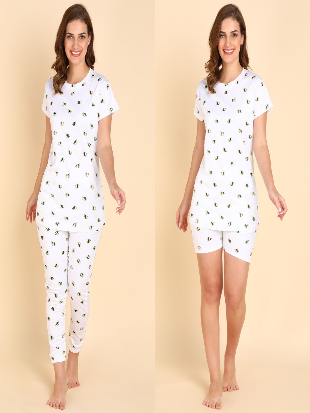 

Aartej Women Printed Night suit, Yellow