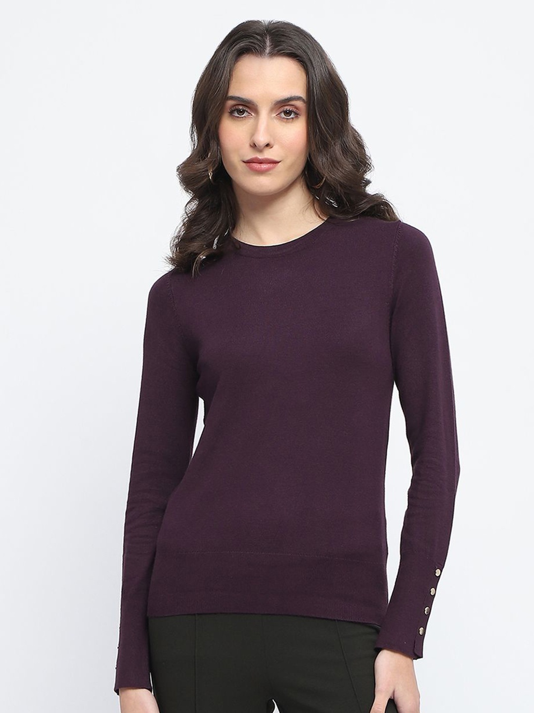 

Madame Women Round Neck Pullover, Purple