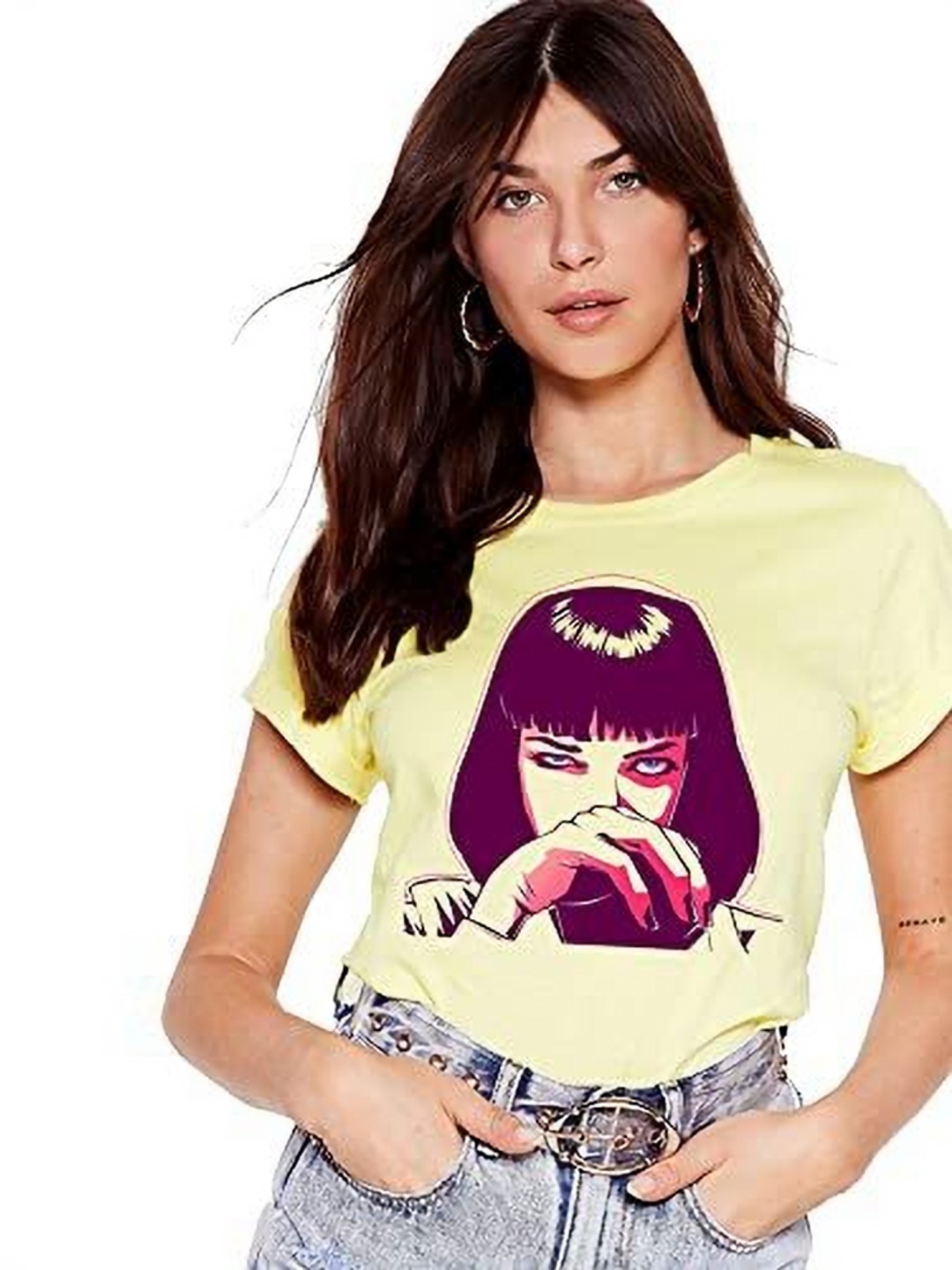 

VLAM Women Printed Extended Sleeves T-shirt, Yellow