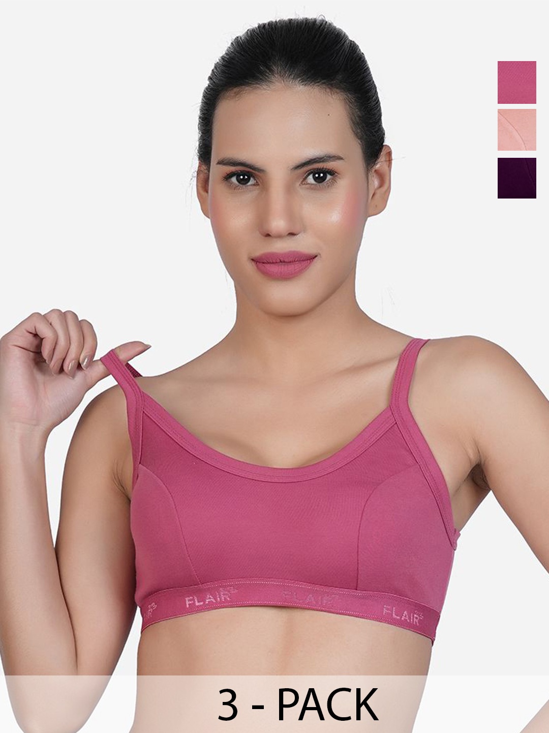 

SHYAM SONS FLAIR Women Pack Of 3 Full Coverage Workout Bra, Purple