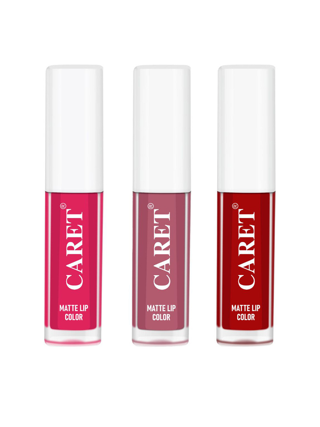 

CARET ORGANIC Set Of 3 Super-Pigmented Liquid Matte Lipsticks - 6 ml - 4 - 2 - 3, Red