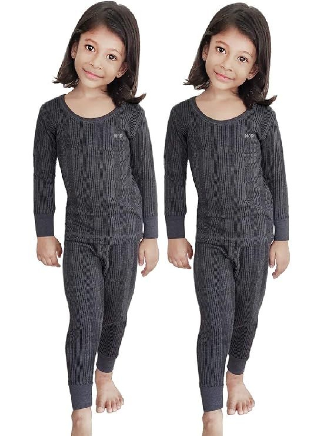 

HAP Girls Pack Of 2 Cotton Thermal Set, Grey