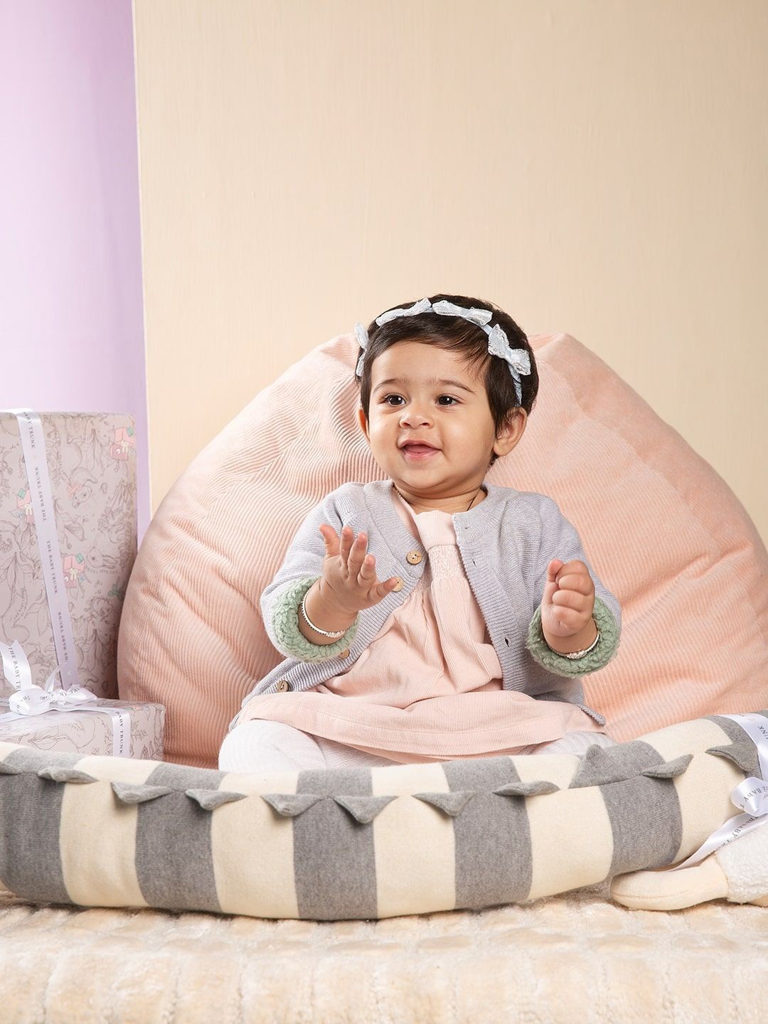 

THE BABY TRUNK Kids Knitted Cardigan grey Wool