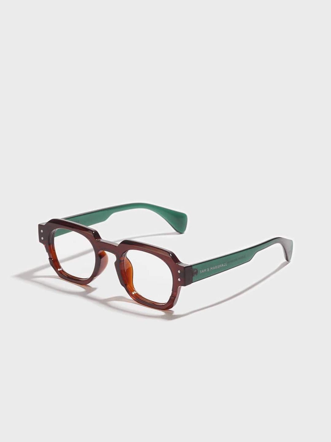 

SAM & MARSHALL Unisex Colourblocked Full Rim Octagon Frames, Green