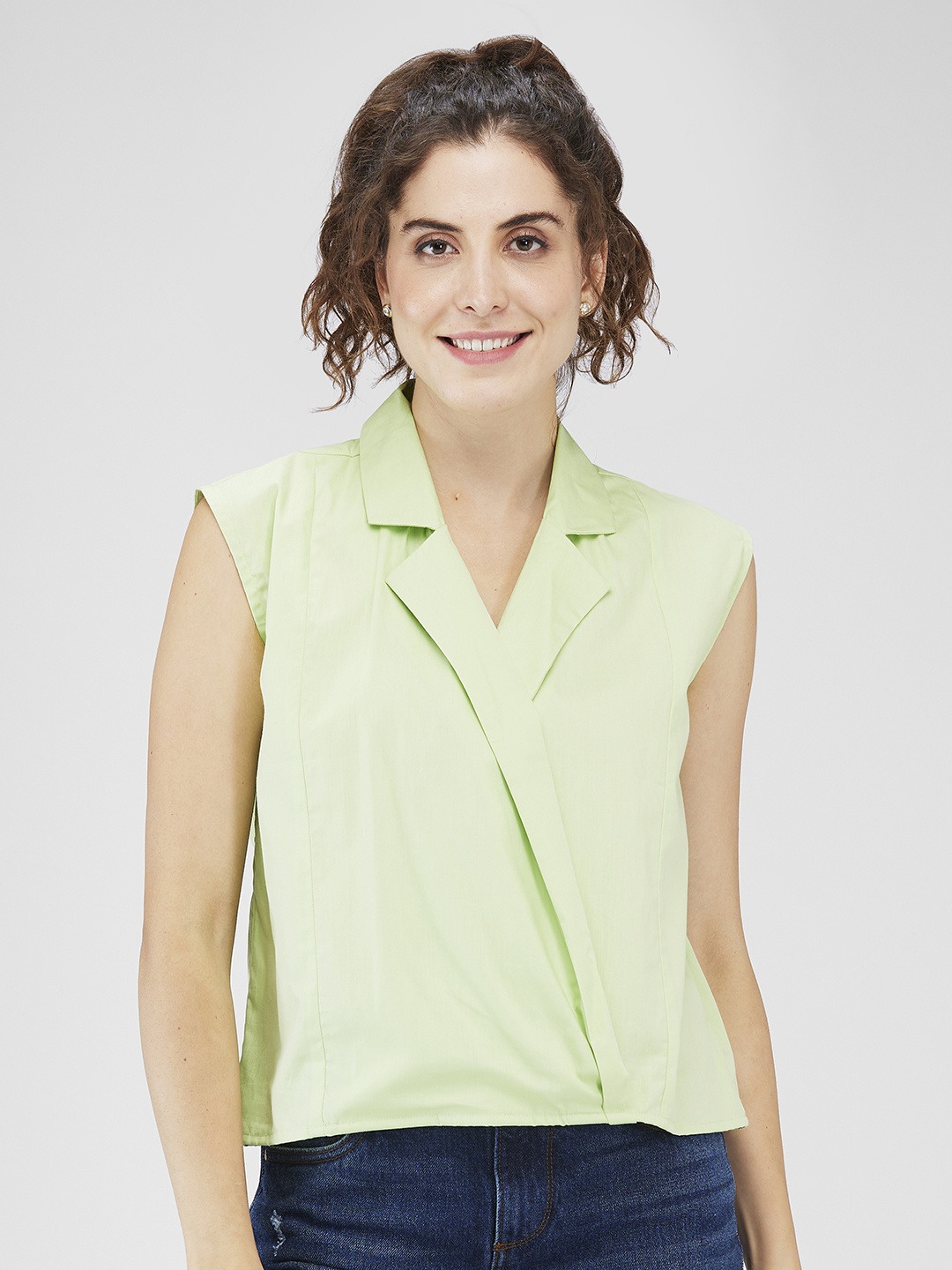 

Iti Cotton Wrap Top, Green