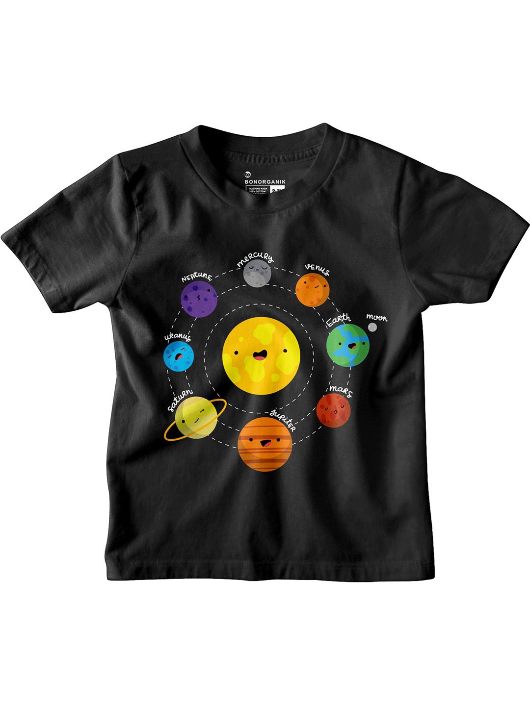 

BonOrganik Boys Graphic Printed Round Neck Cotton T-shirt, Black