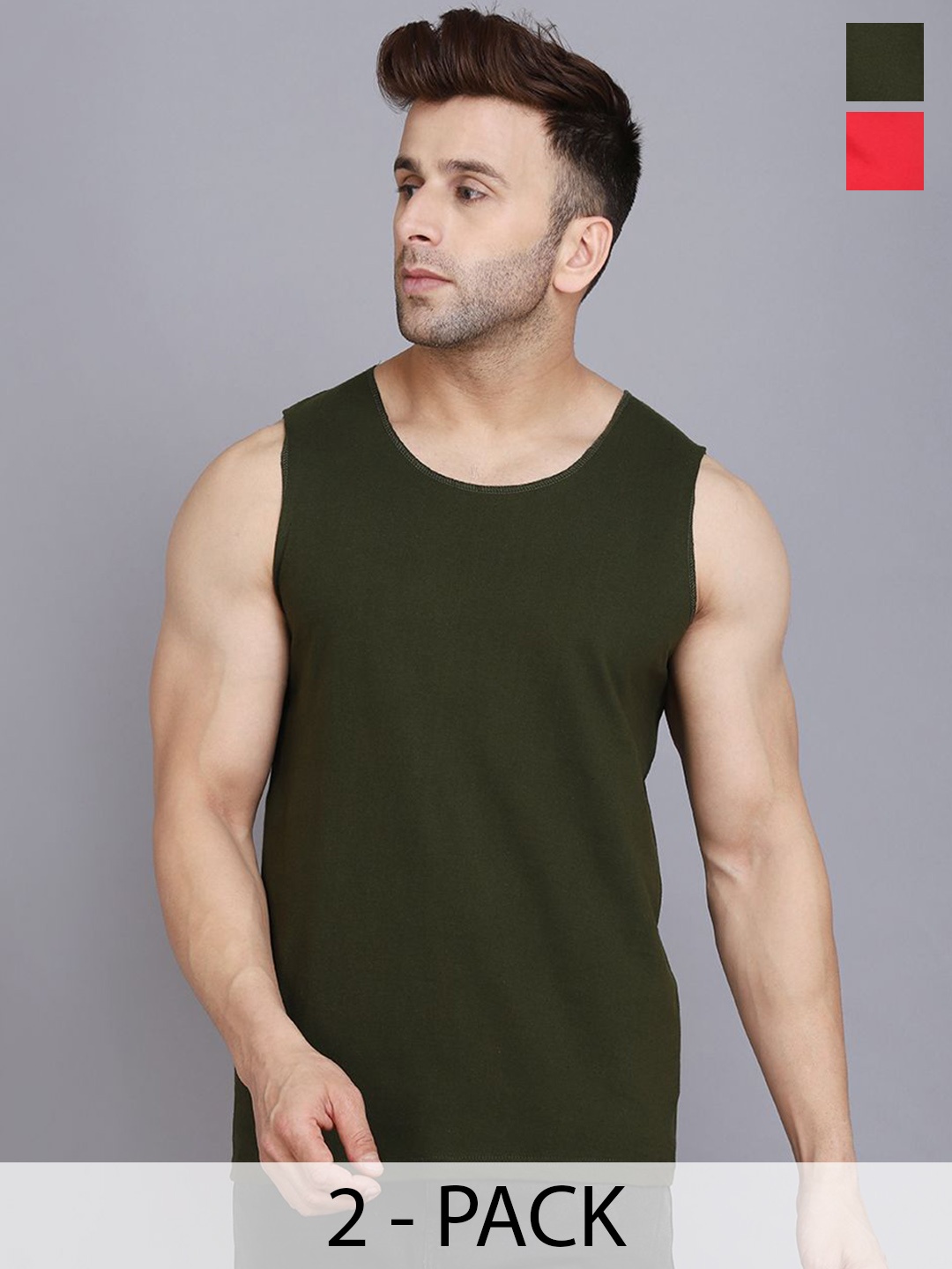 

Woostro Pack Of 2 Cotton Gym Vest, Black