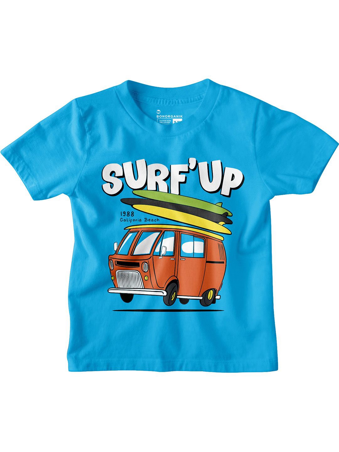 

BonOrganik Boys Graphic Printed Round Neck Cotton T-shirt, Turquoise blue