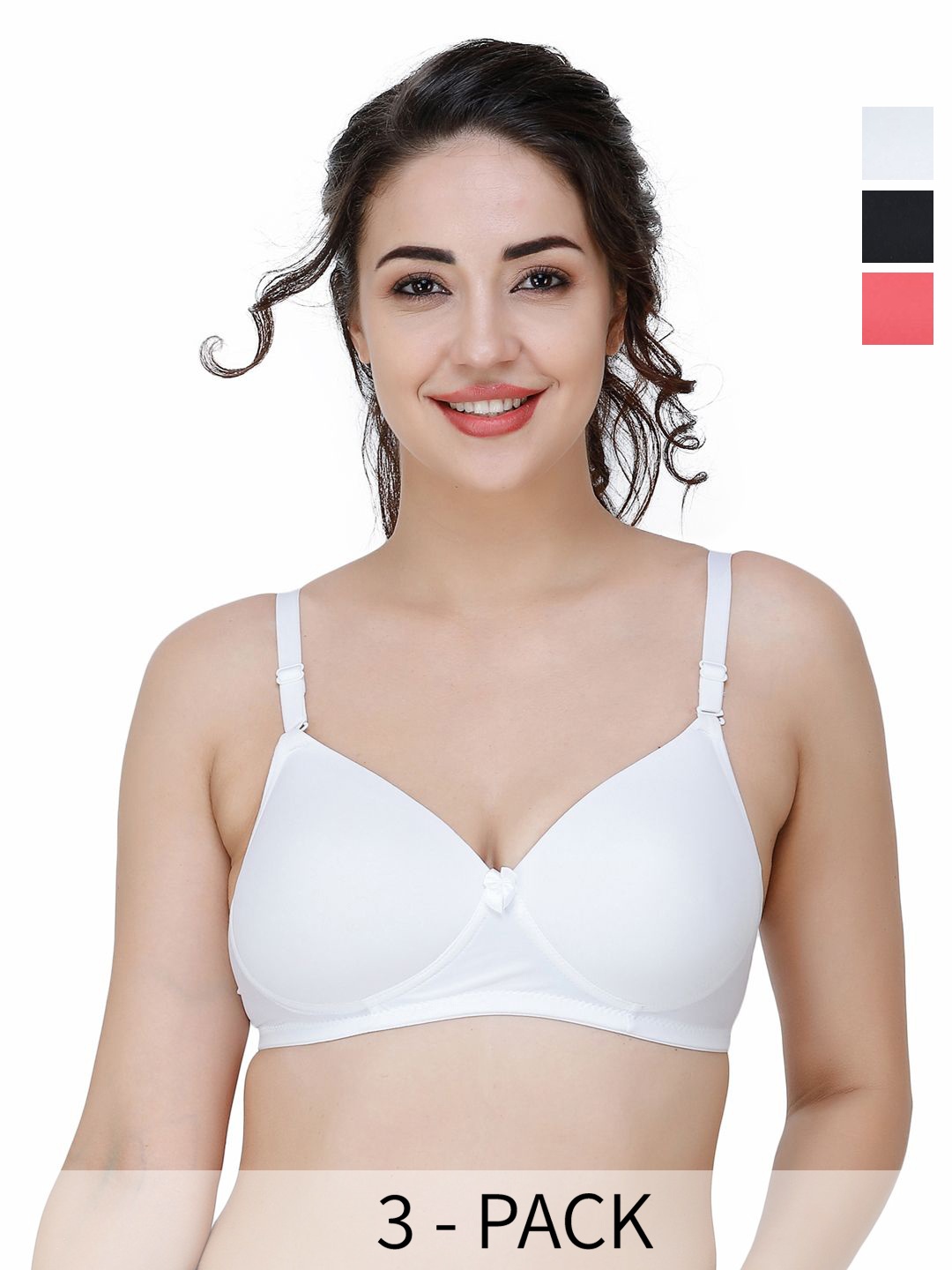 

College Girl Pack Of 3 Full Coverage Seamless Lightly Padded T-shirt Bra, Red