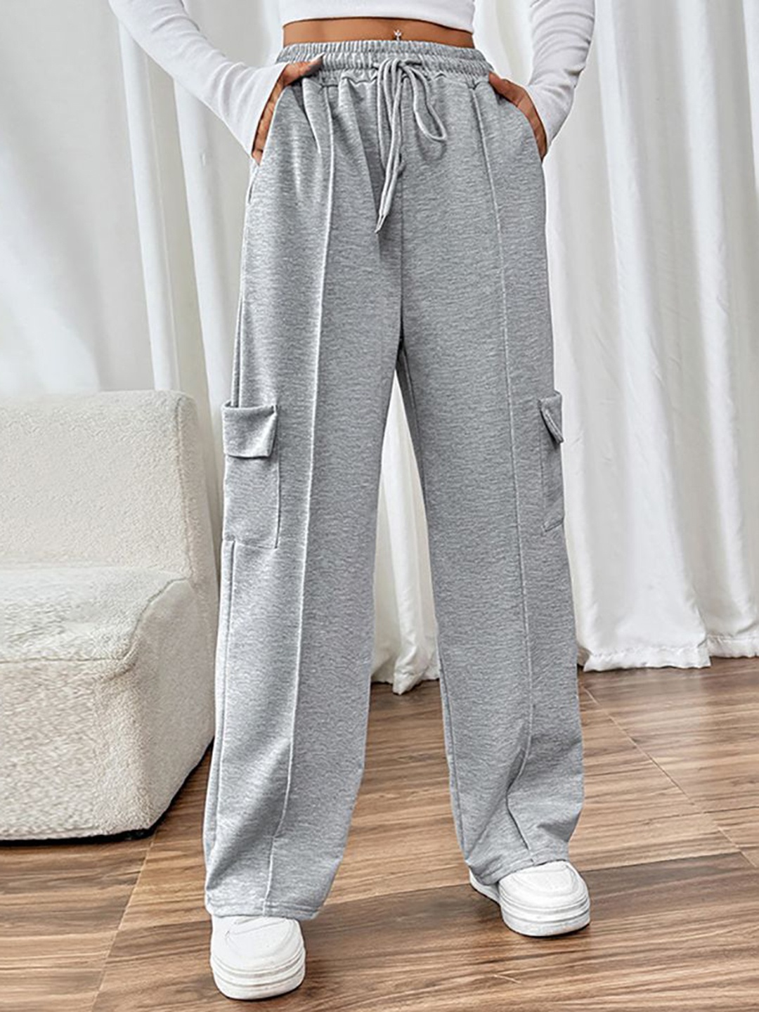 

StyleCast x Revolte Women Loose Fit Easy Wash Chinos, Grey