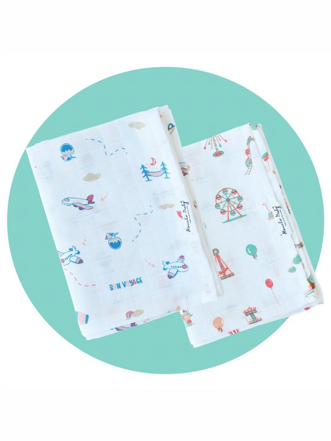 

Honcho Baby White & Blue 2 Printed Organic Cotton 250 GSM Bath Towel