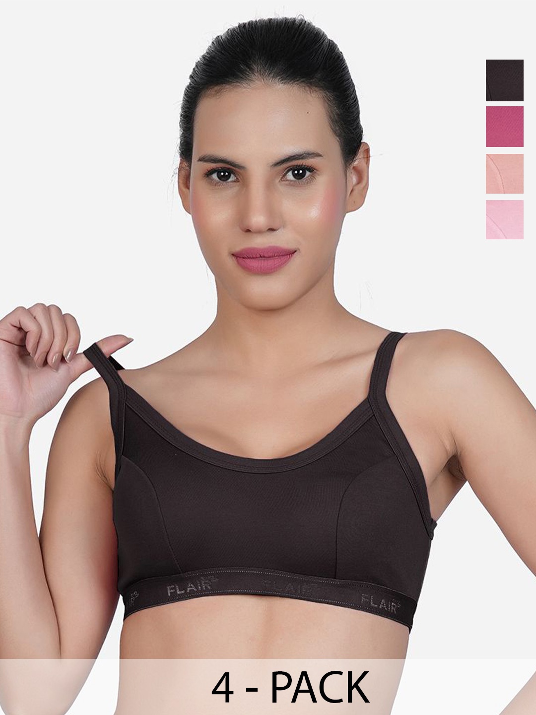 

SHYAM SONS FLAIR Women Pack Of 4 Full Coverage Workout Bra, Peach