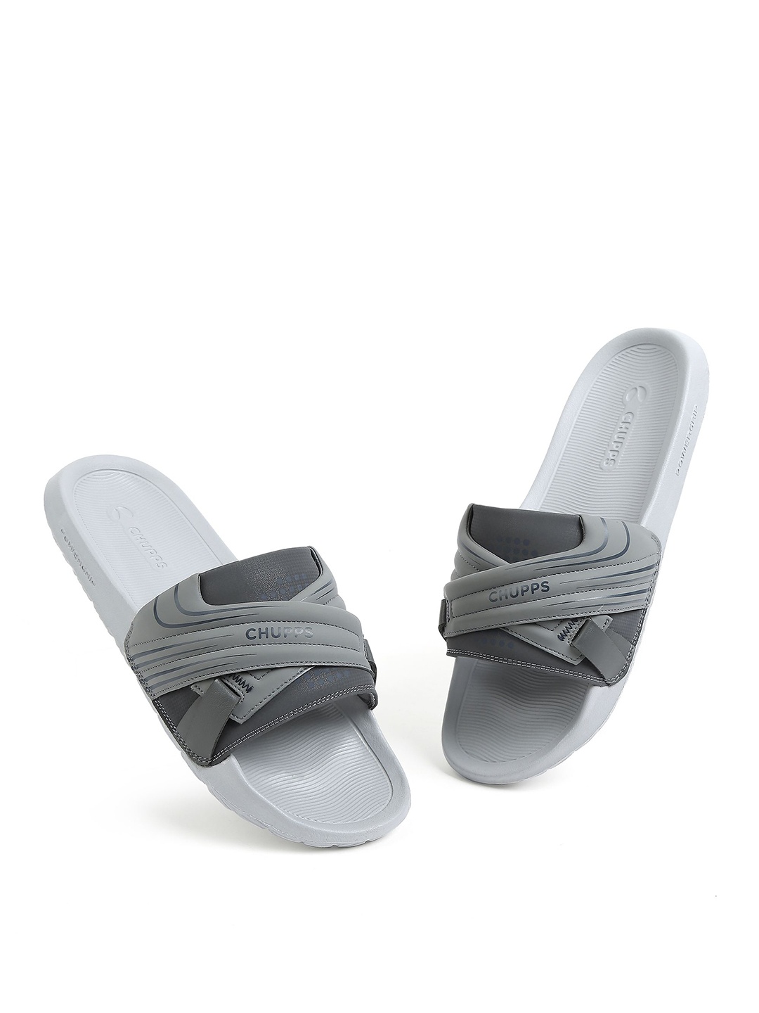 

CHUPPS Men Colourblocked Sliders, Grey