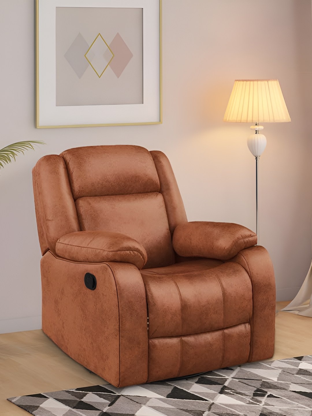 

Duroflex Avalon - Rocking & Revolving Single Seater Suede Manual Recliner, Orange