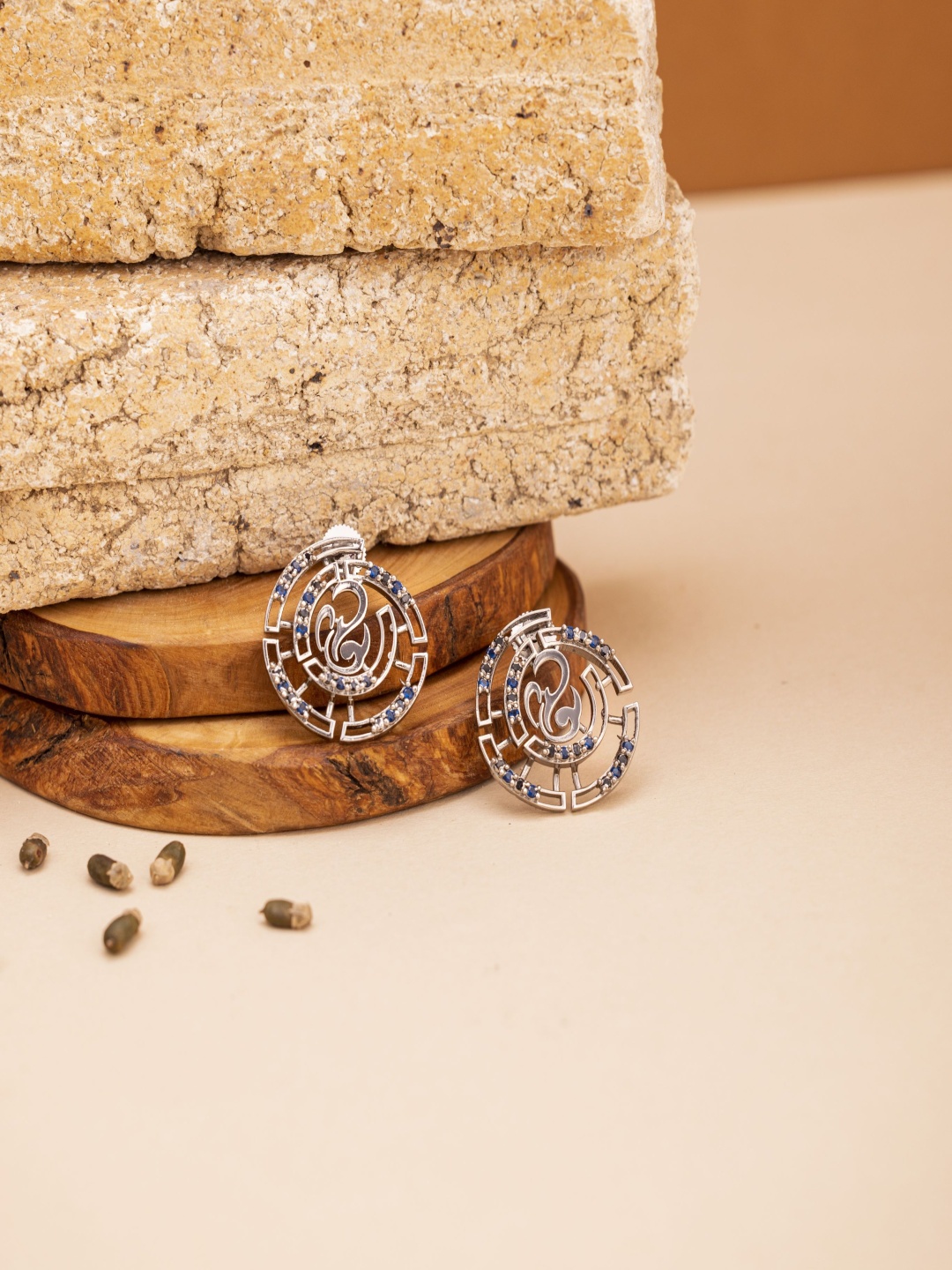 

GAURISH BESPOKE JEWELLERY Silver-Plated Zircon Contemporary Shaped Studs