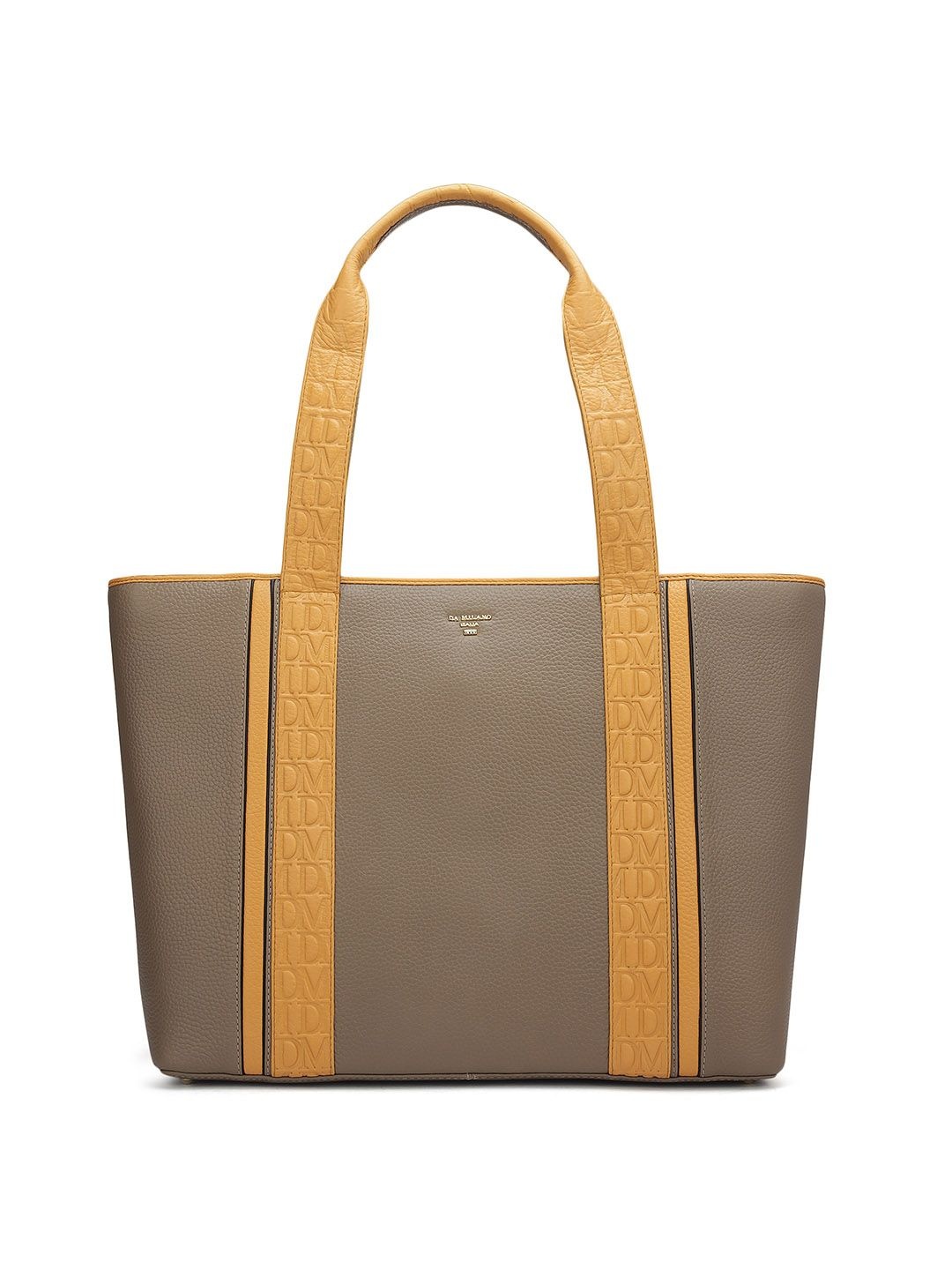 

Da Milano Women Textured Leather Shopper Tote Bag, Taupe