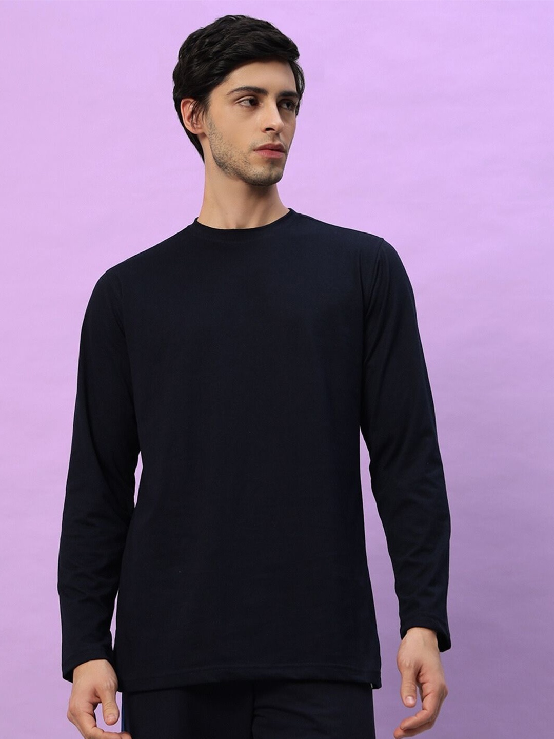 

WEARDUDS Men Cotton Sweatshirt, Navy blue