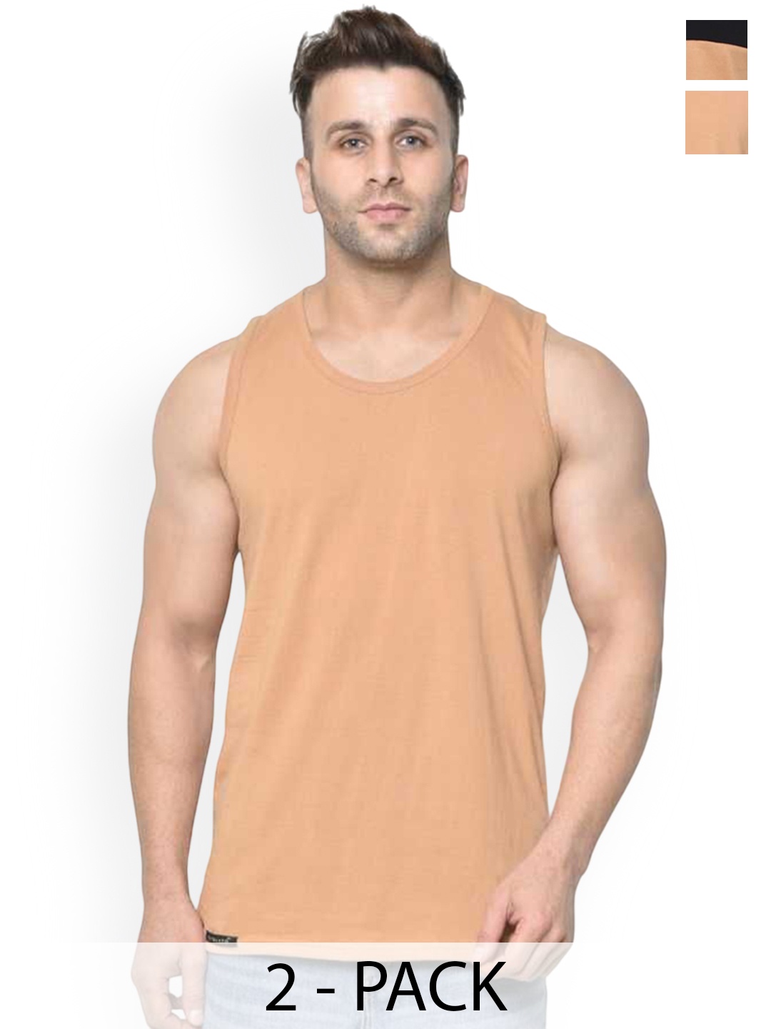 

Woostro Pack Of 2 Cotton Gym Vest, Black
