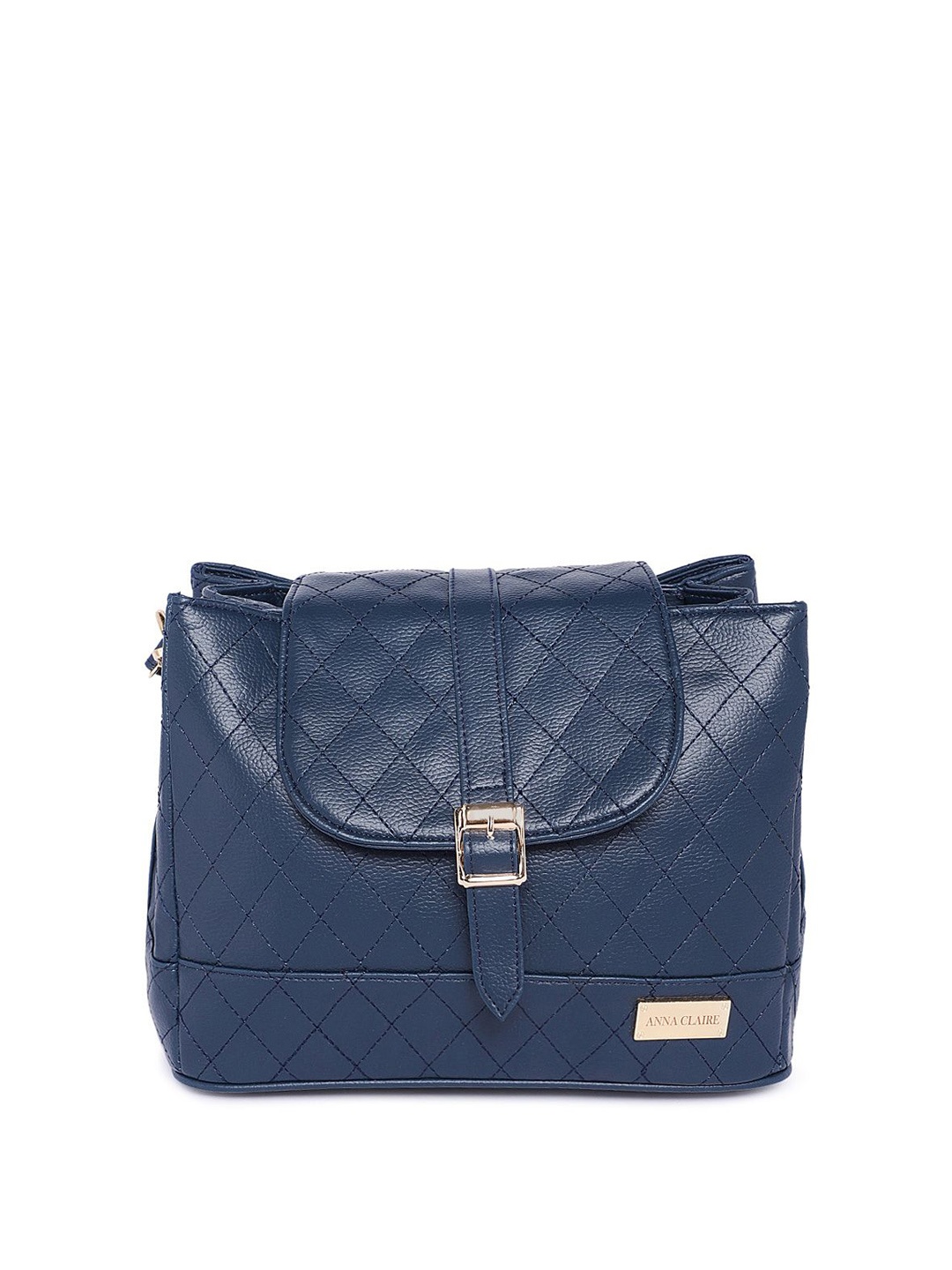 

Anna Claire Textured PU Structured Shoulder Bag with Quilted, Navy blue