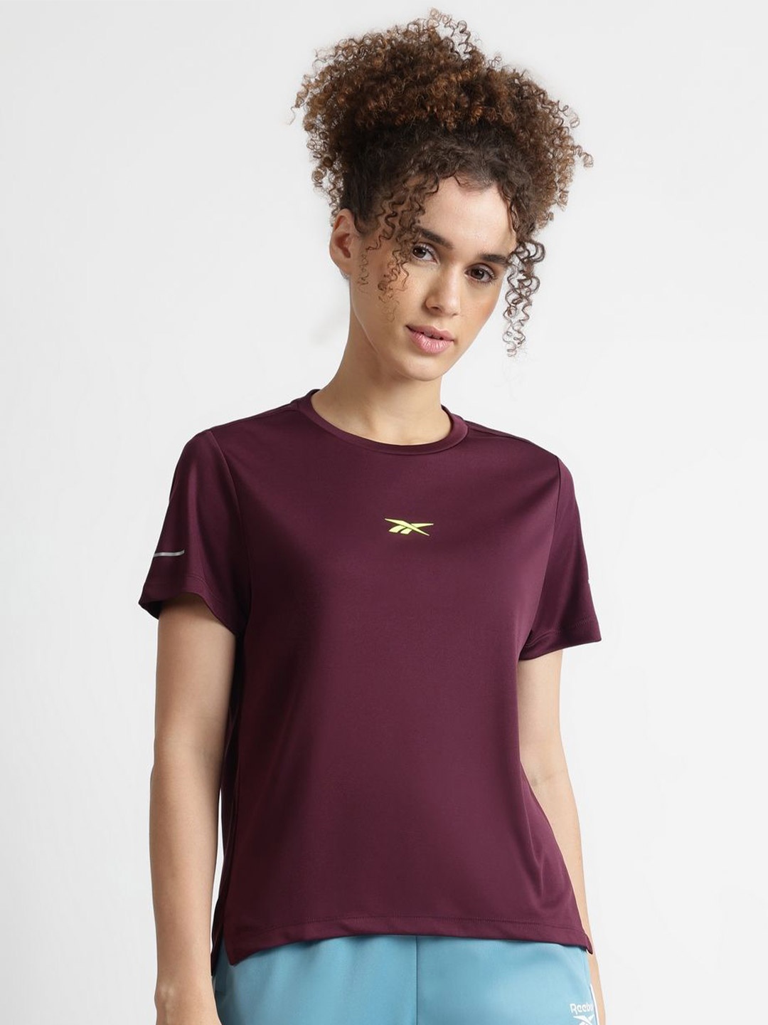 

Reebok Women Brand Logo Printed Short Sleeves Casual T-shirt, Maroon