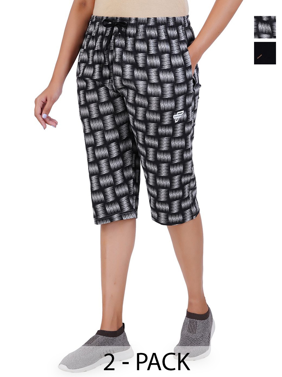 

FEEL TRACK Women Printed Capris, Grey