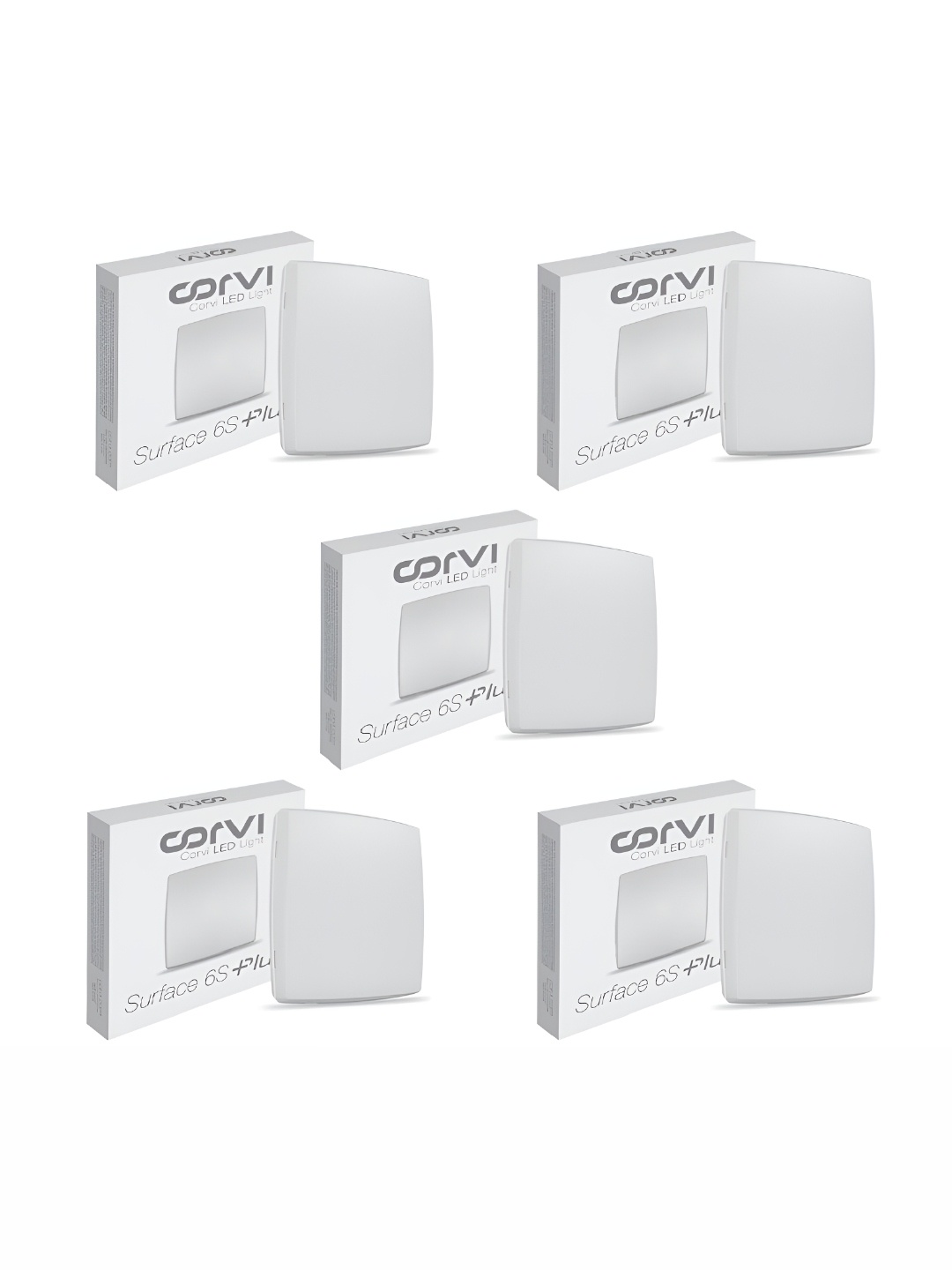 

CORVI White 5 Pieces LED Surface 6S Square 15W Ceiling Panel Lights