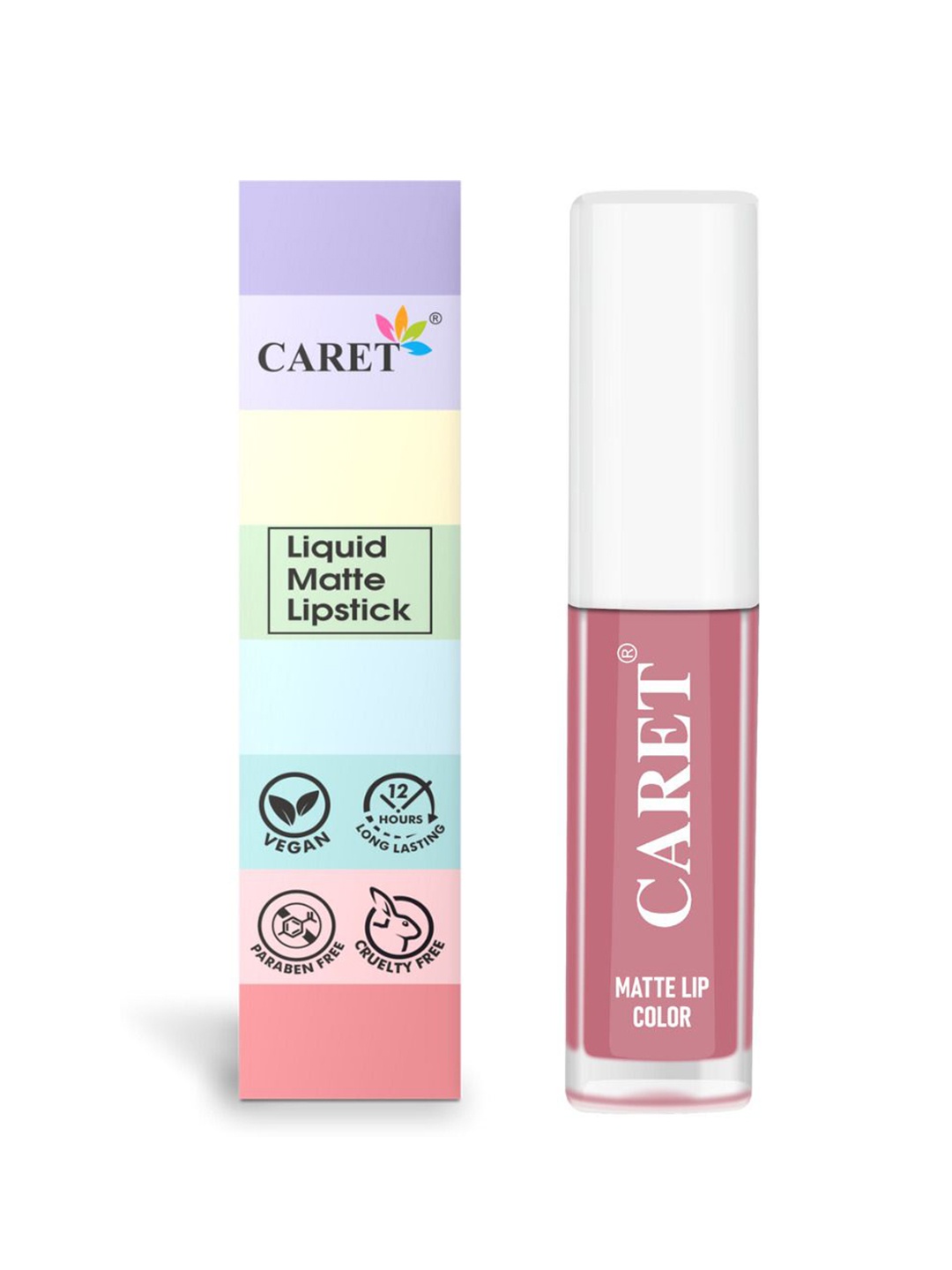 

CARET ORGANIC Non-Transfer & Smudge Proof Matte Lip Color - 2 ml - Rosy Pink, Peach