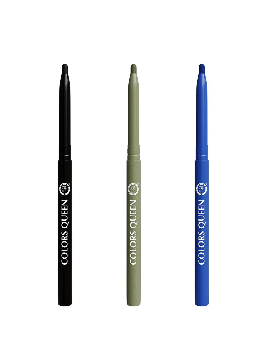 

Colors Queen Set Of 3 Extreme Color Long-Lasting Kajal - Shades - 01-07-12-1.2 g Each, Black