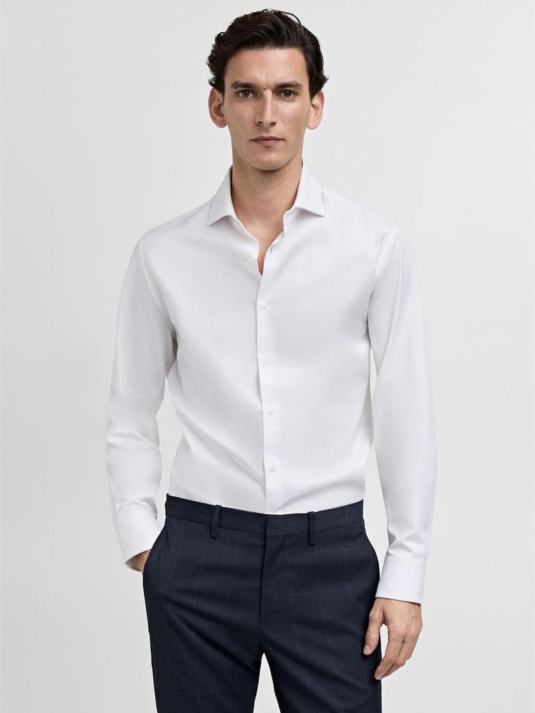 

MANGO MAN Oxford Weave Super Slim Fit Shirt, White