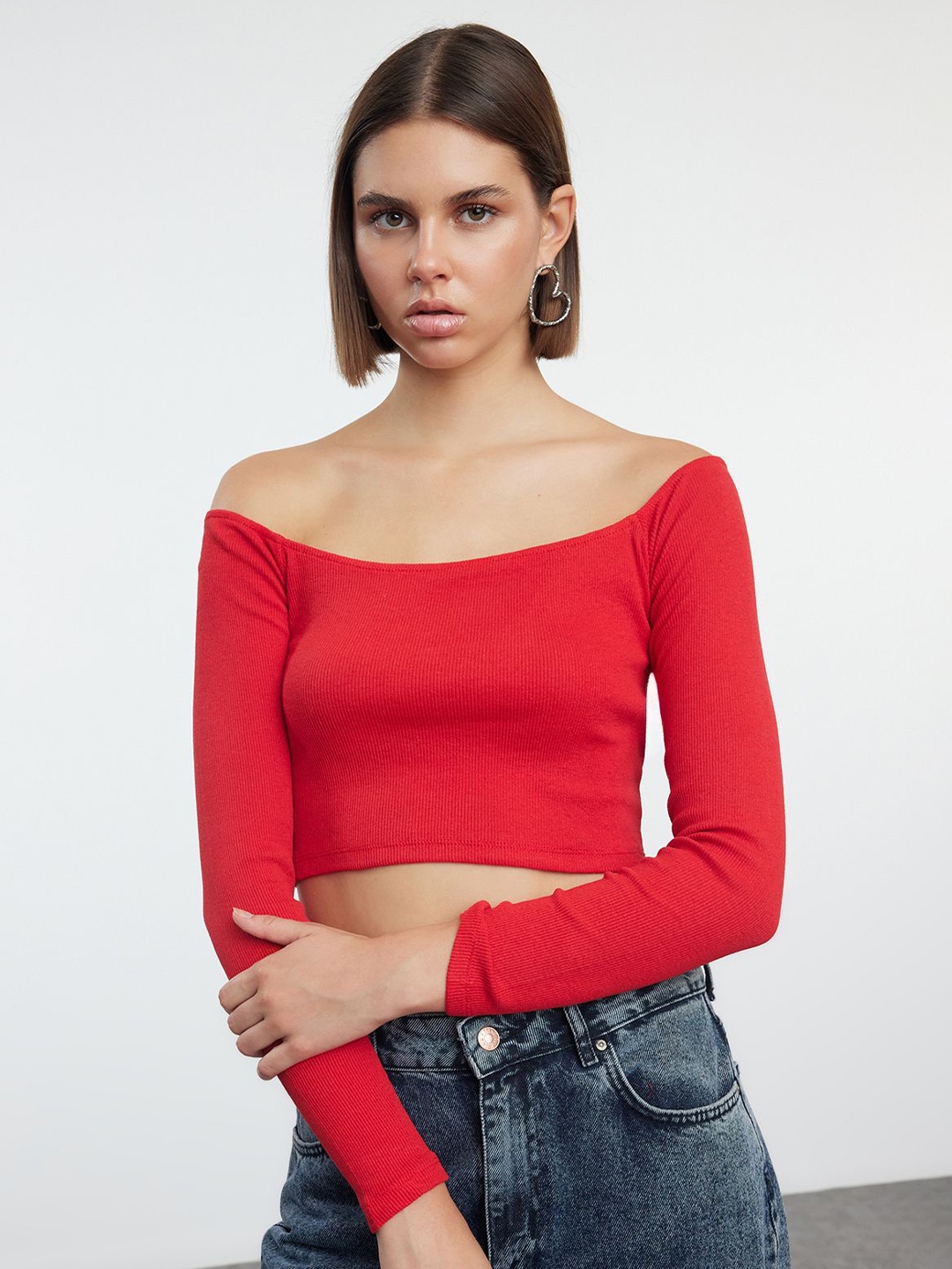 

Trendyol Off-Shoulder Crop Top, Na