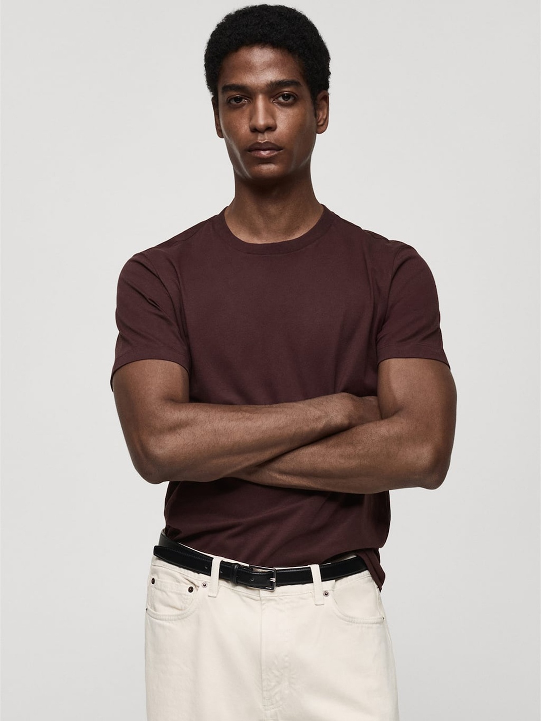 

MANGO MAN Pure Cotton Slim Fit T-shirt, Burgundy