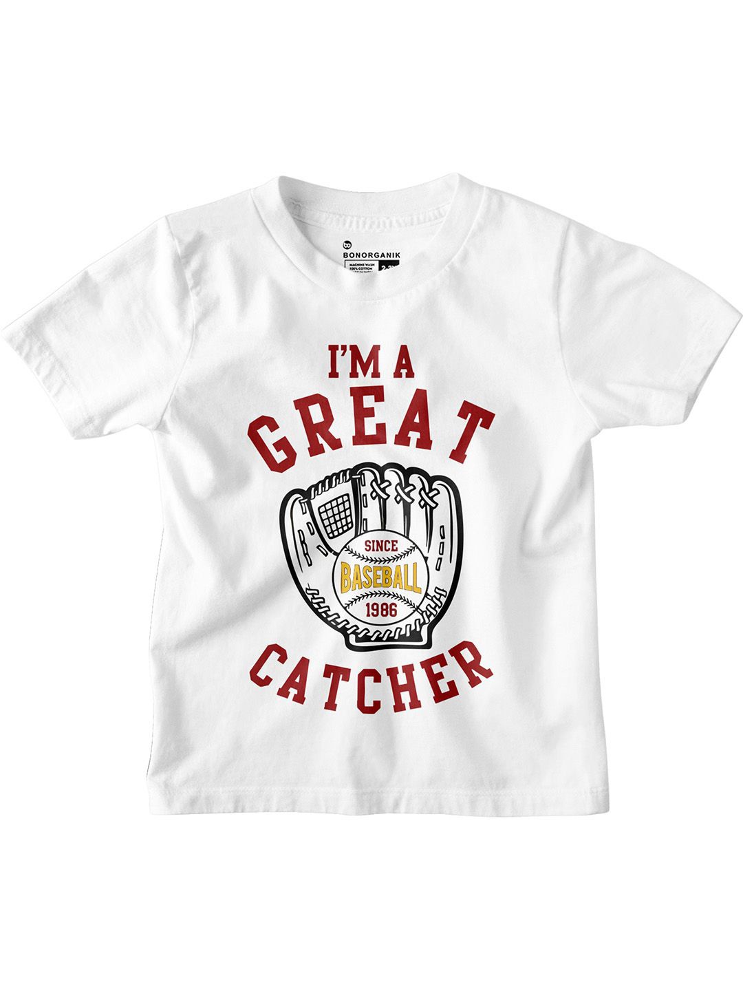 

BonOrganik Boys Graphic Printed Round Neck Cotton T-shirt, White
