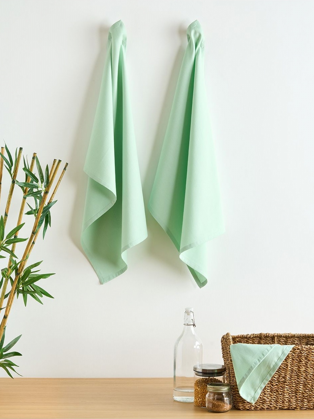 

SKANDA FAB Sea Green 2 Pieces Pure Cotton Kitchen Towels