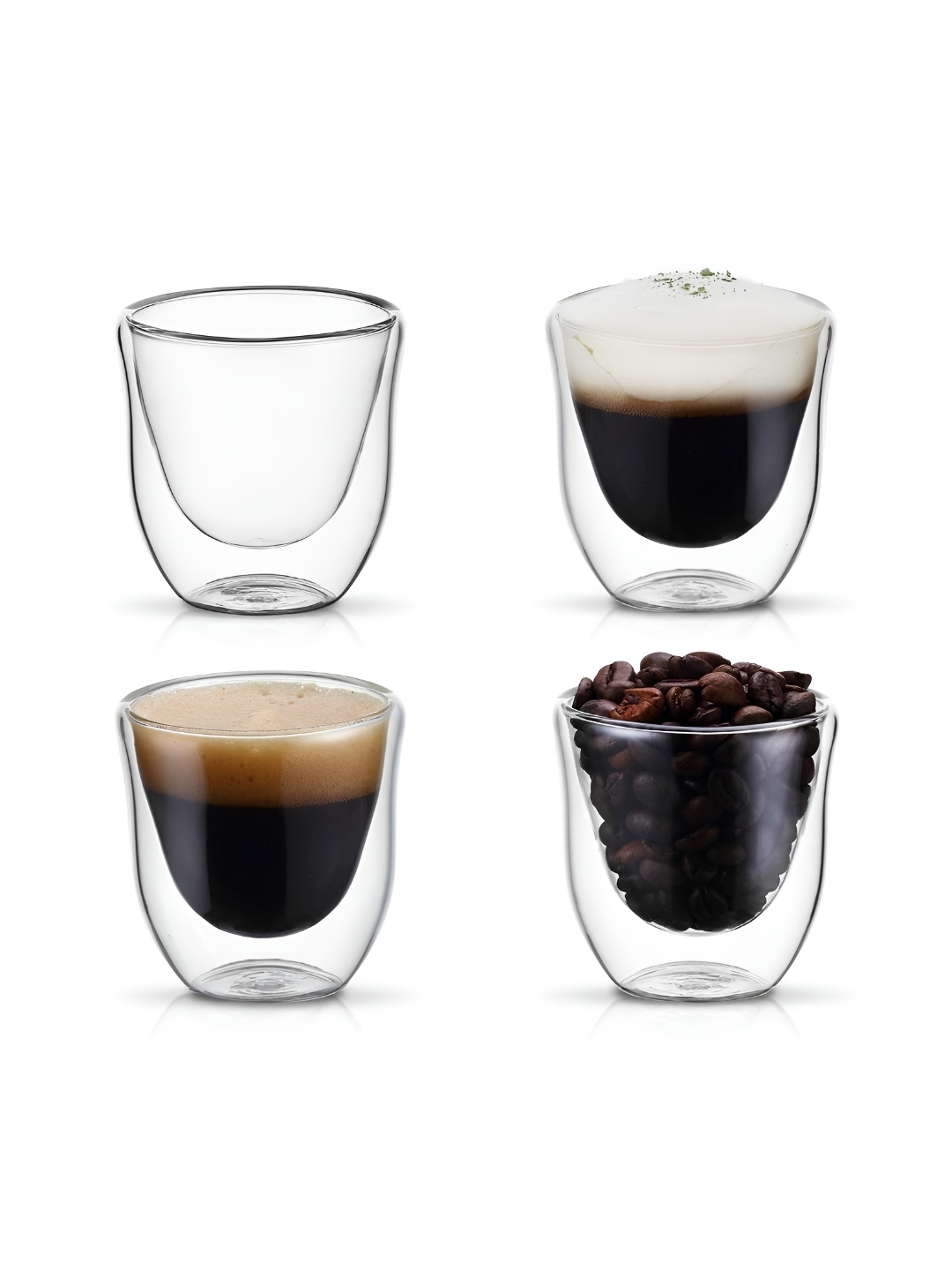 

We3 Transparent 4 Pieces Double Wall Shot Glass Mugs-70 ml Each