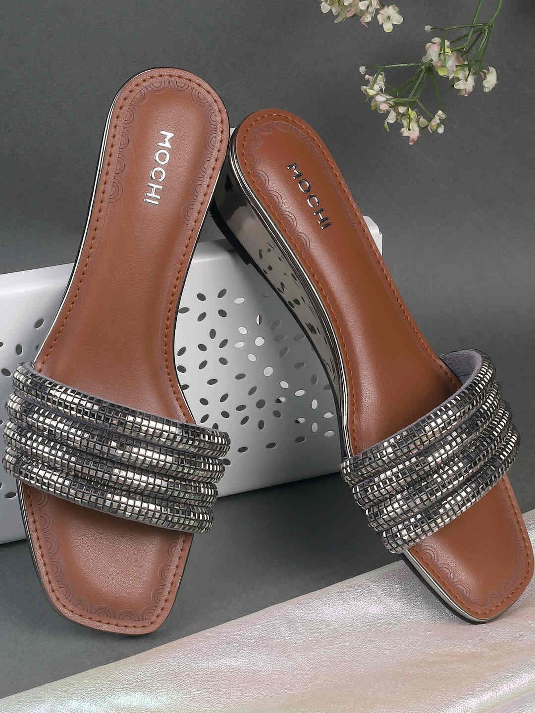 

Mochi Embellished Wedge Heel Sandals, Silver