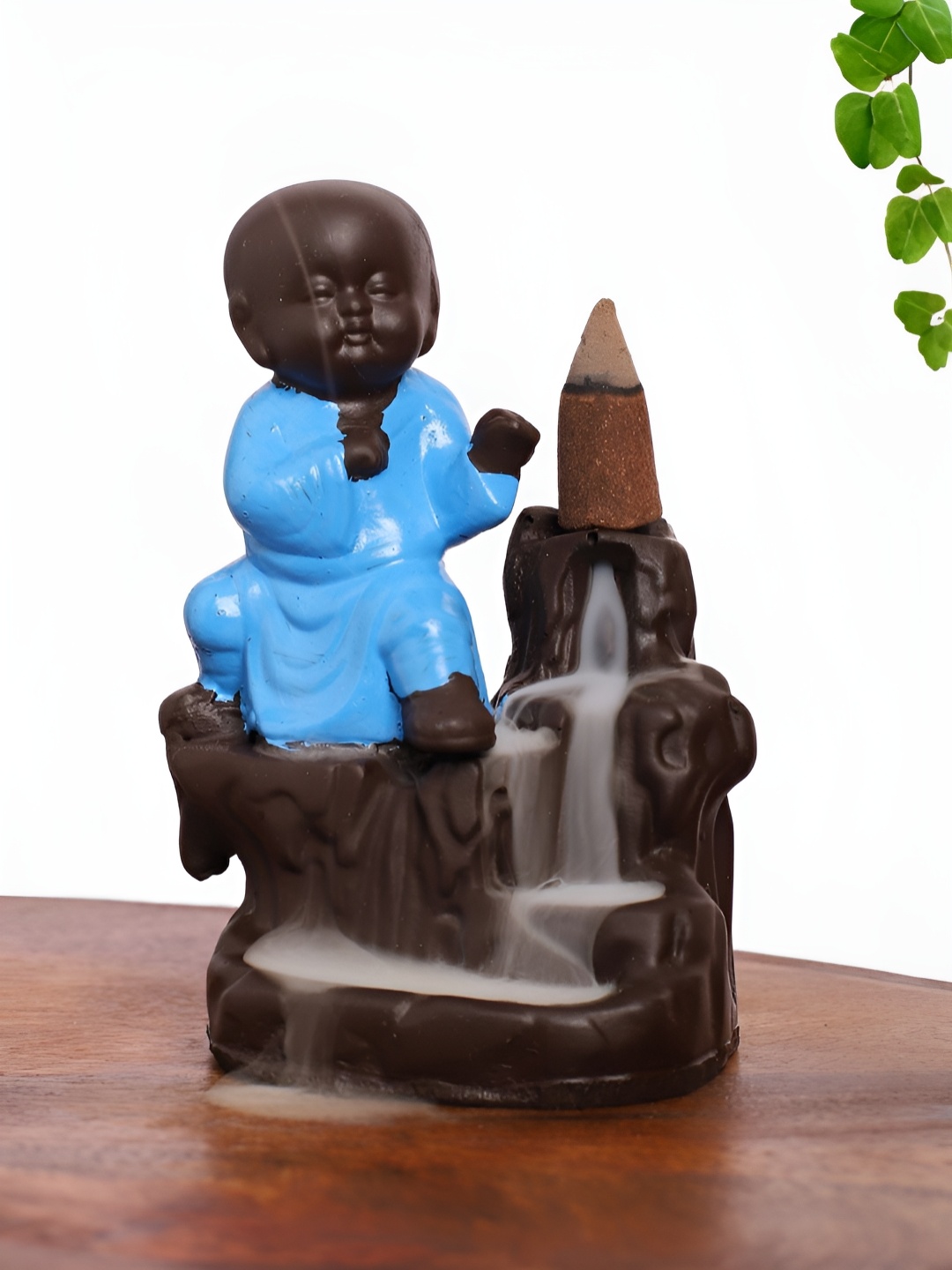 

INTERNATIONAL GIFT Blue Monk Buddha And Smoke Fountain Fengshui Figurine Showpiece