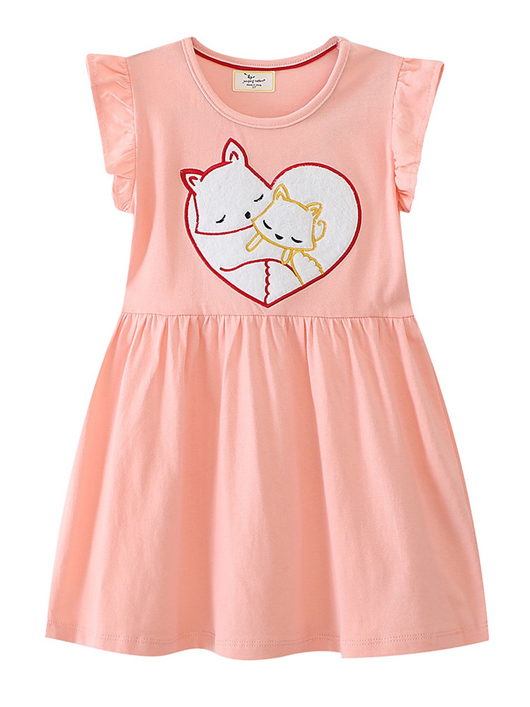 

LULU & SKY Girls Graphic Printed Nightdress, Peach