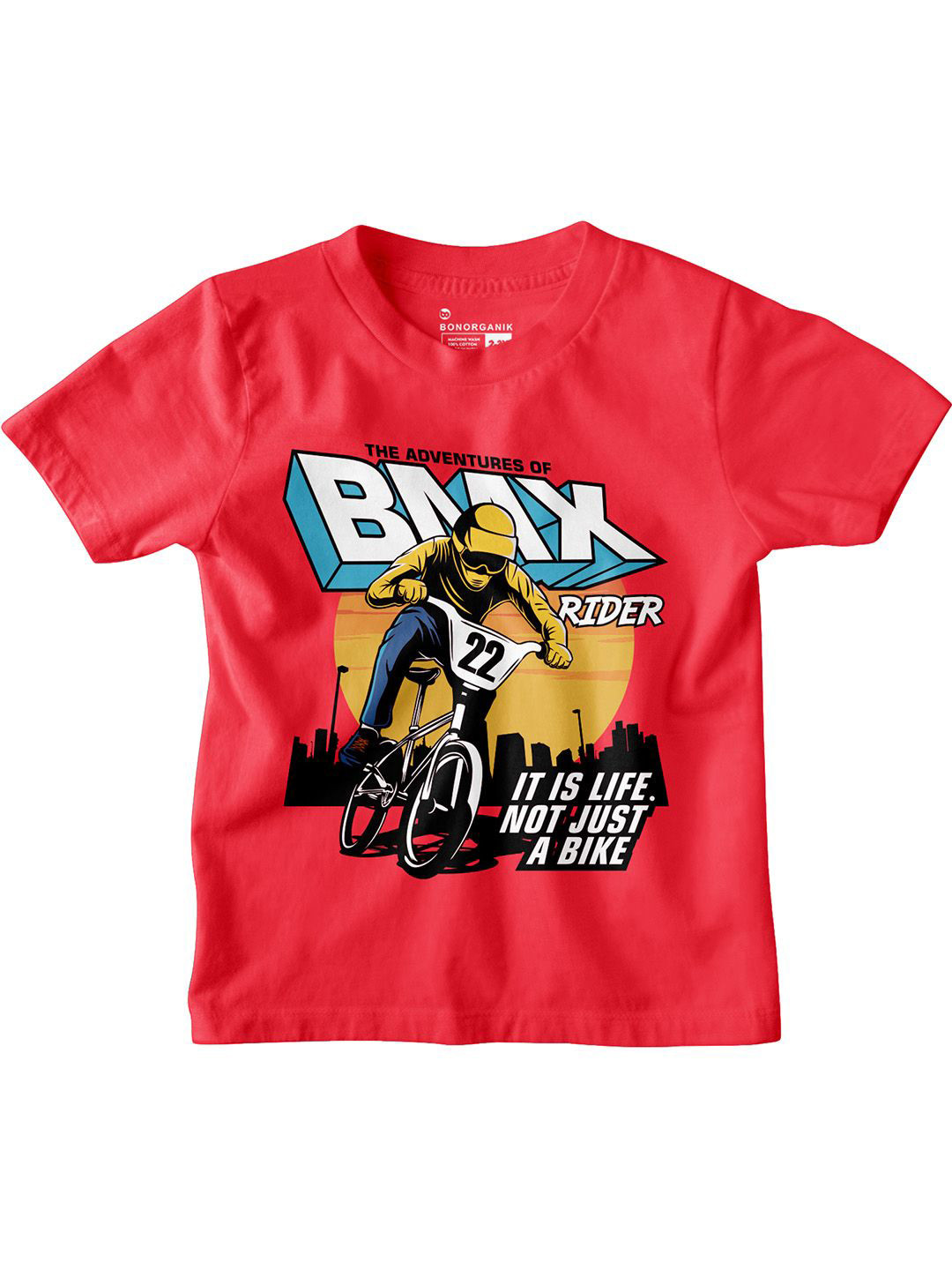 

BonOrganik Boys Graphic Printed Round Neck Cotton T-shirt, Red