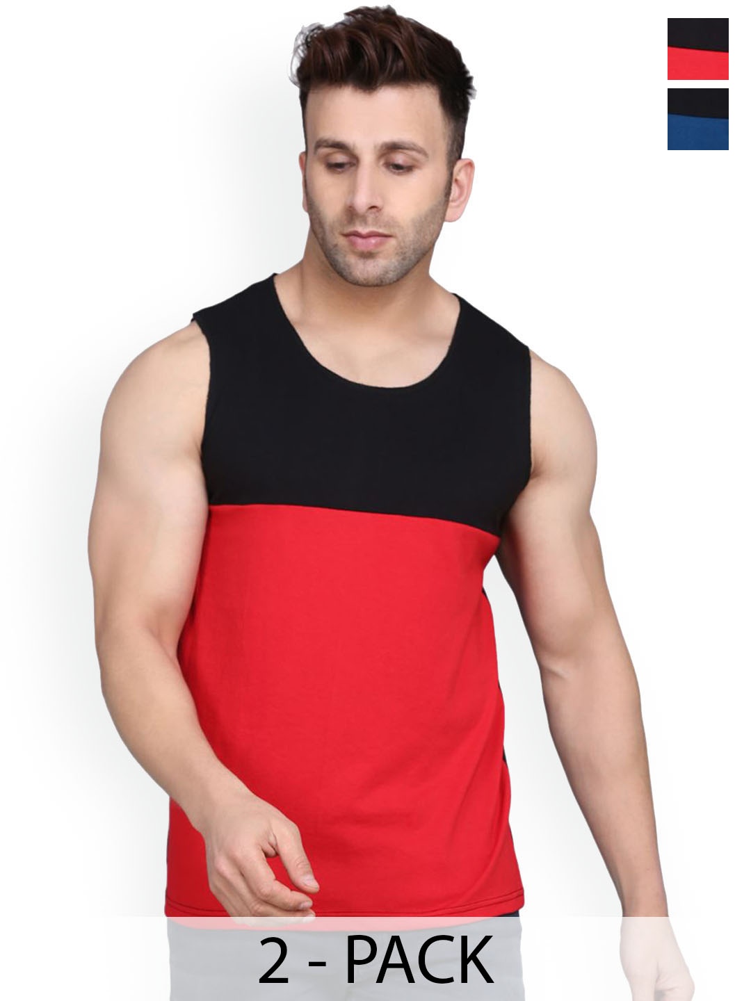 

Woostro Pack Of 2 Cotton Gym Vest, Black