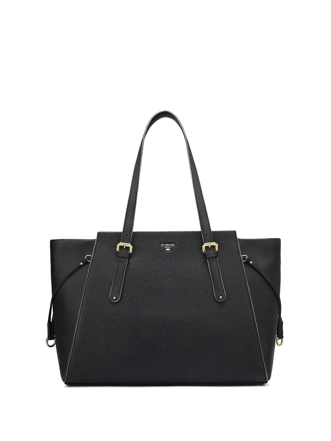 

Da Milano Women Solid Shopper Leather Tote Bag, Black