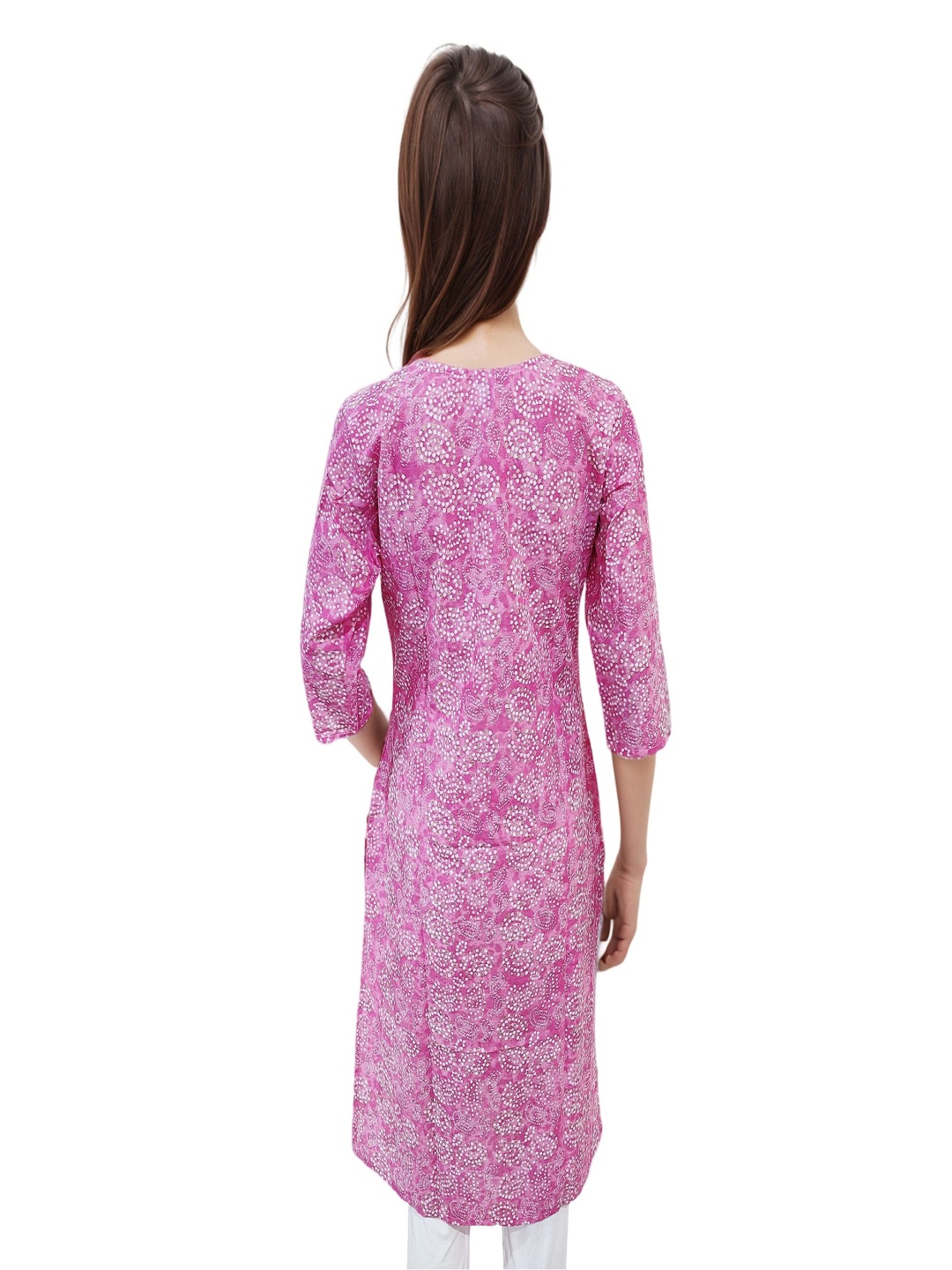 

RAYINVENT Women Floral Embroidered Chikankari Kurta, Pink