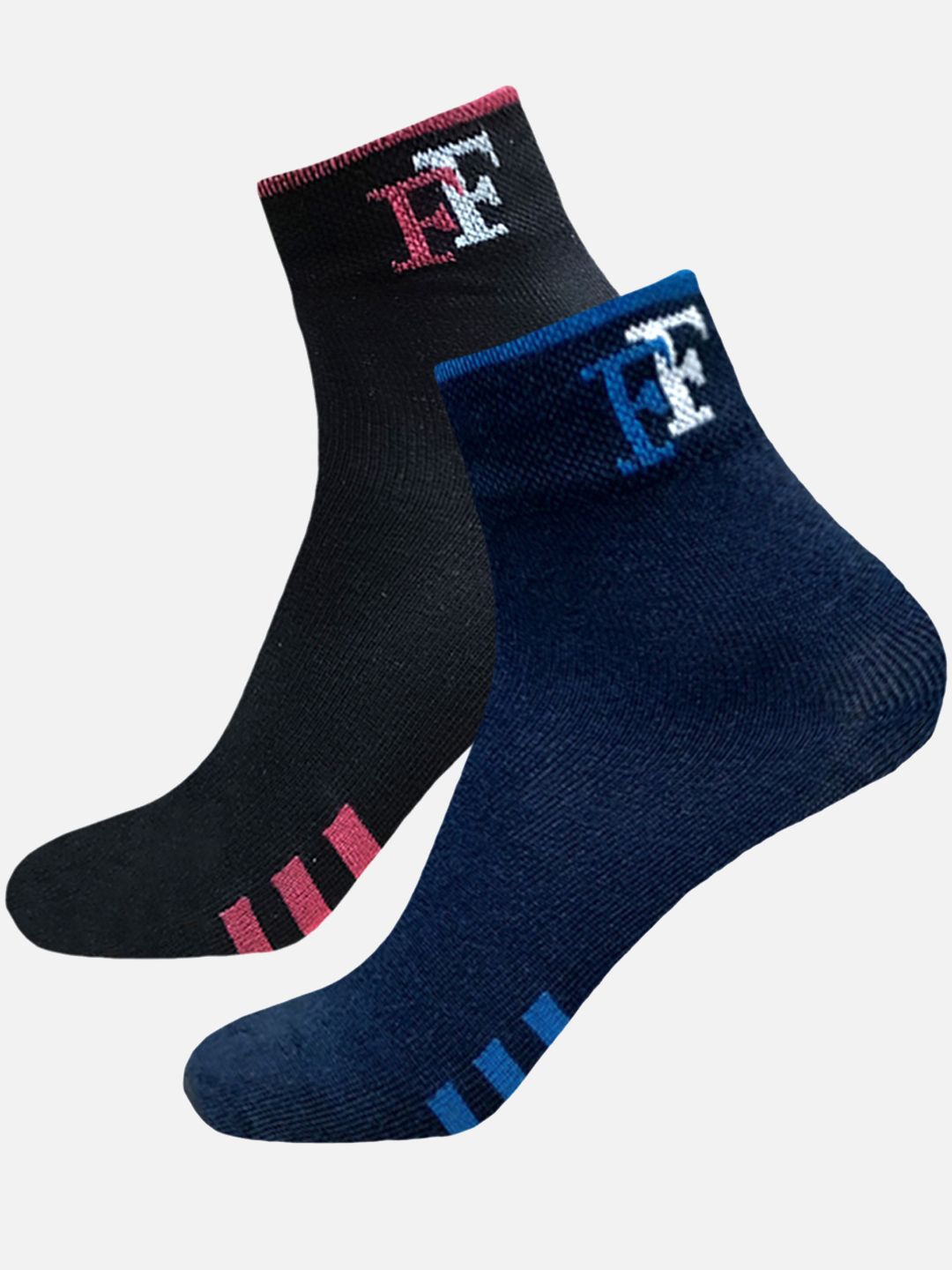 

StyFun Men Pack Of 2 Striped Ankle Length Socks, Black