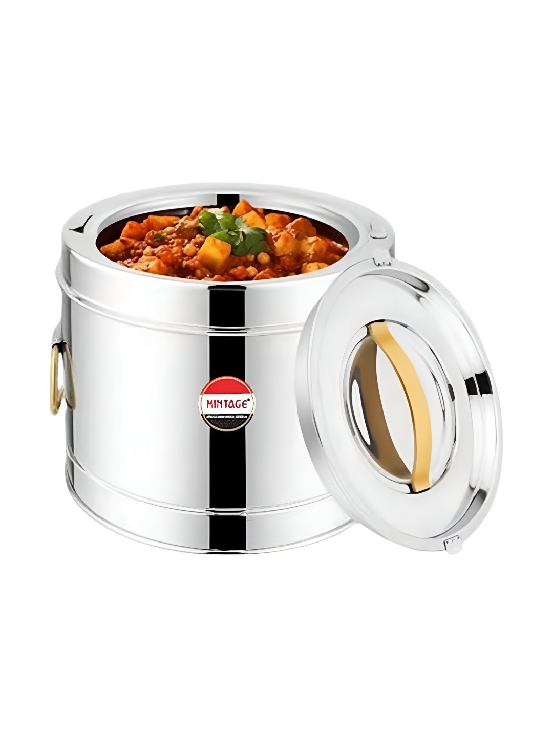 

Mintage Silver-Toned Stainless Steel Dishwasher And Microwave Safe Canister Container