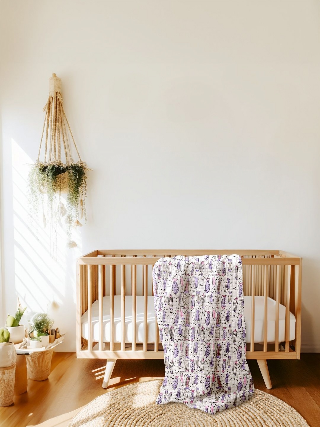 

Biglilpeople Kids White & Violet Mild Winter Cotton 400 GSM Double Bed Blanket