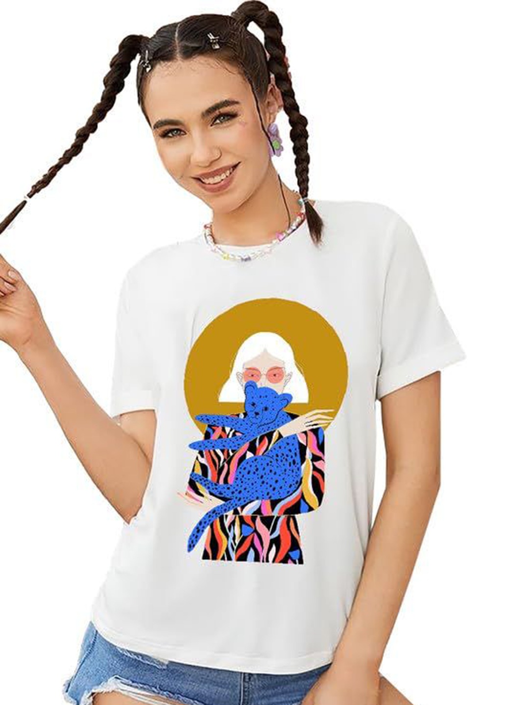

VLAM Women Printed T-shirt, White