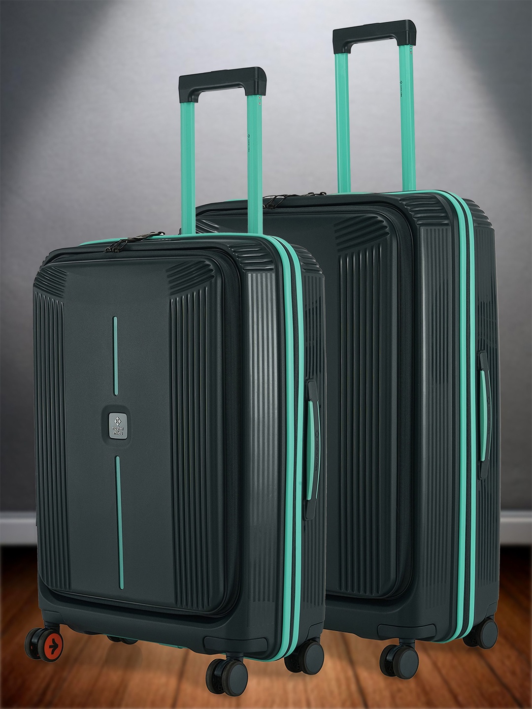 

Nasher Miles Alexandria Polypropylene Set of 2 M/L Grey Teal Trolley Bags (65-75 cm)