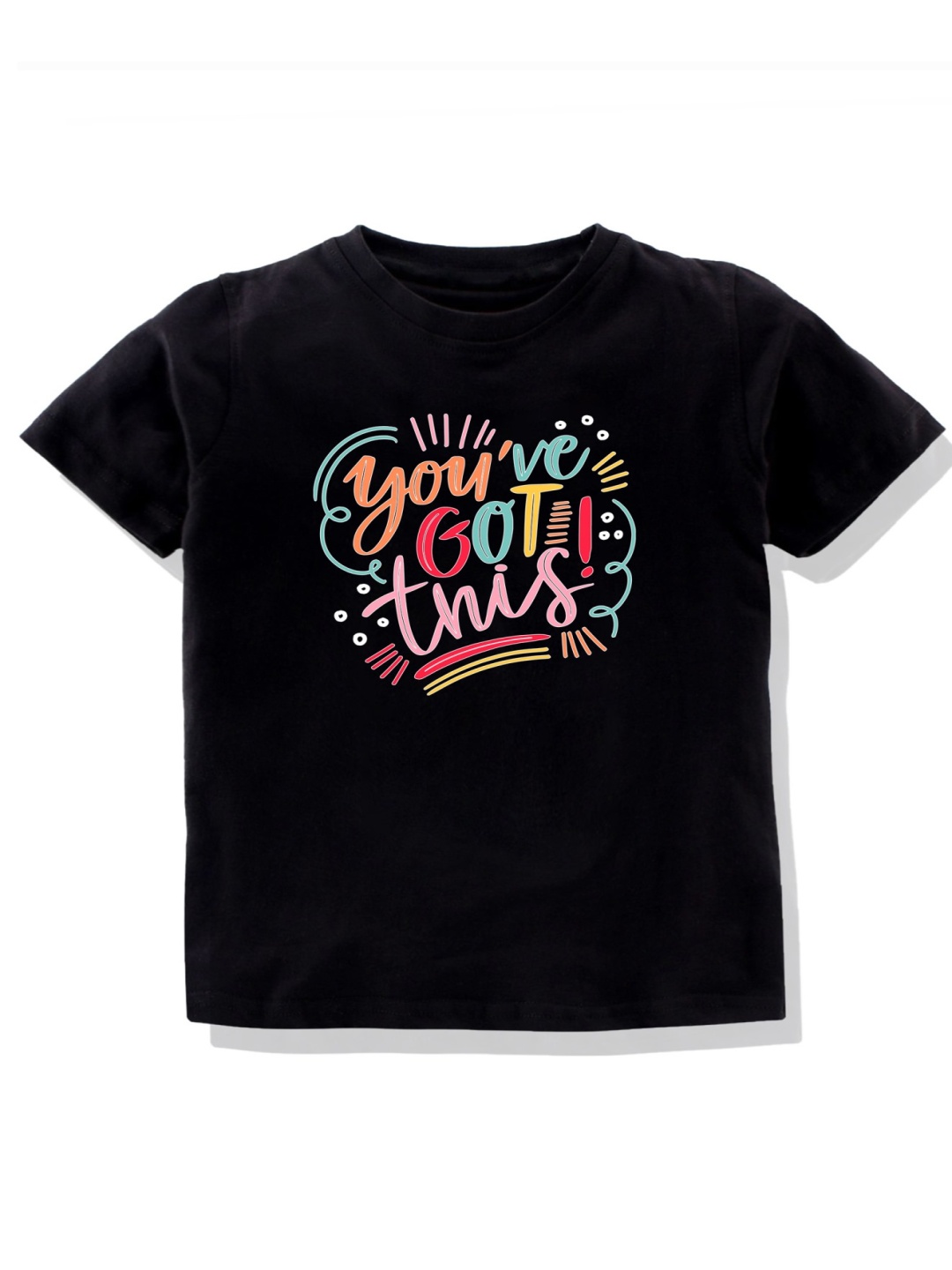 

KAVEE Boys Bio Finish Typography Printed Round Neck Pure Cotton T-shirt, Black