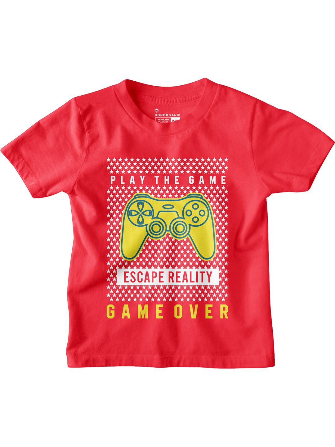 

BonOrganik Boys Graphic Printed Round Neck Cotton T-shirt, Red